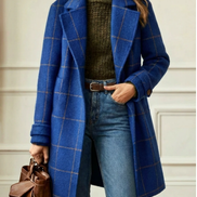 Women's Checked Wool Long Coat
