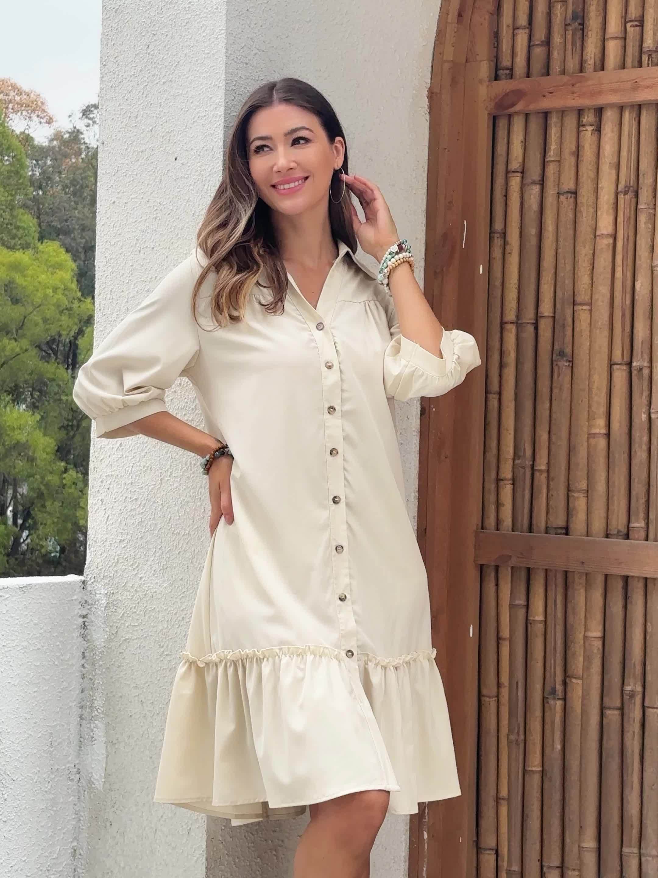 Women's Solid Cotton Midi Dress