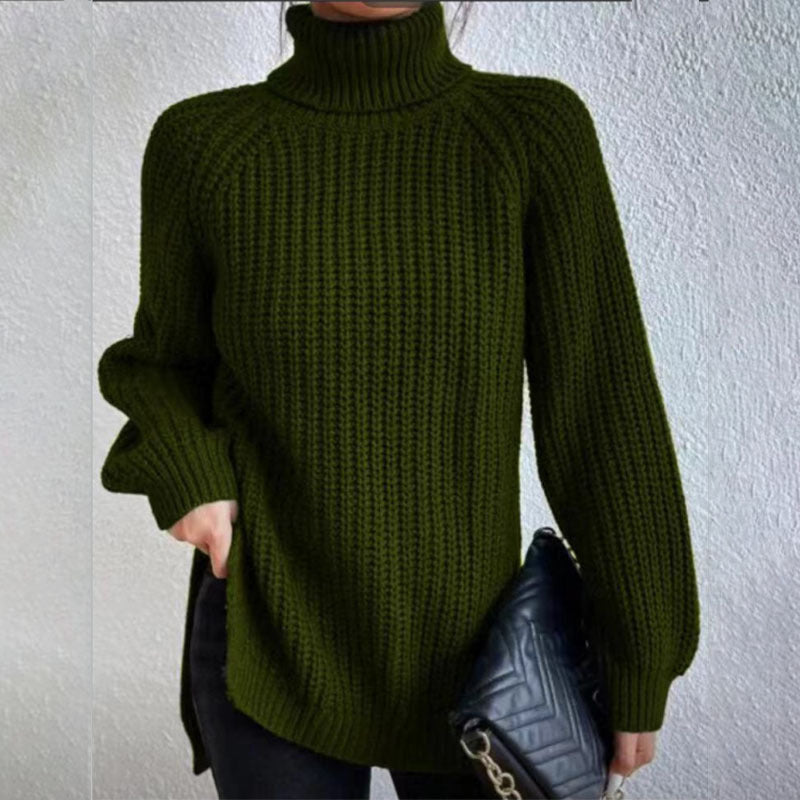 Women's Solid Knit Turtleneck Jumper
