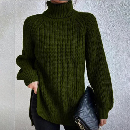 Women's Solid Knit Turtleneck Jumper