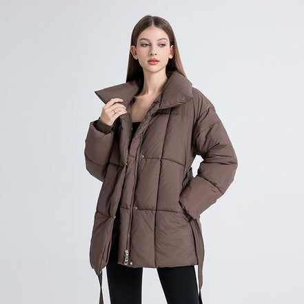 Women's Solid Quilted Wool Coat