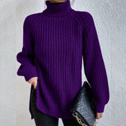 Women's Solid Knit Turtleneck Jumper