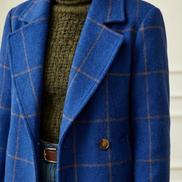 Women's Checked Wool Long Coat