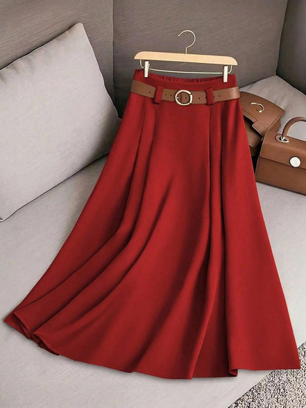 Women's Solid Cotton A-Line Skirt
