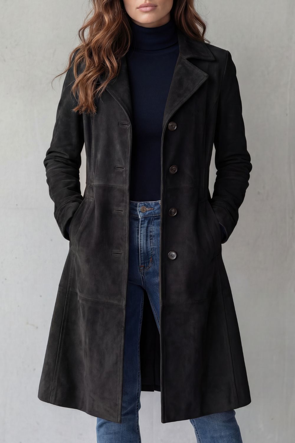 Women's Vintage Suede Longline Coat
