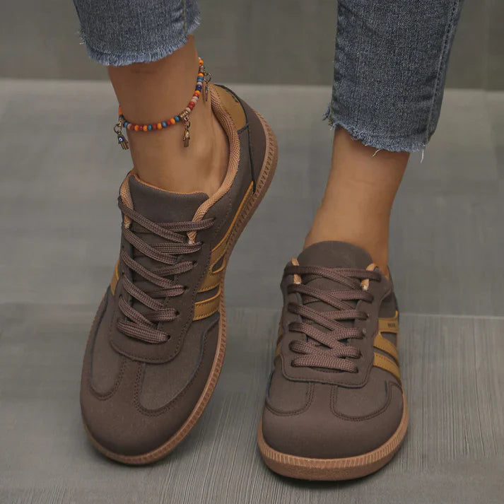 Women's Beige Fabric Sneakers