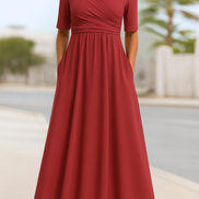 Women's Solid Jersey Crossover Dress