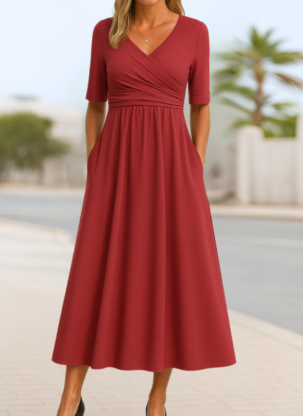 Women's Solid Jersey Crossover Dress