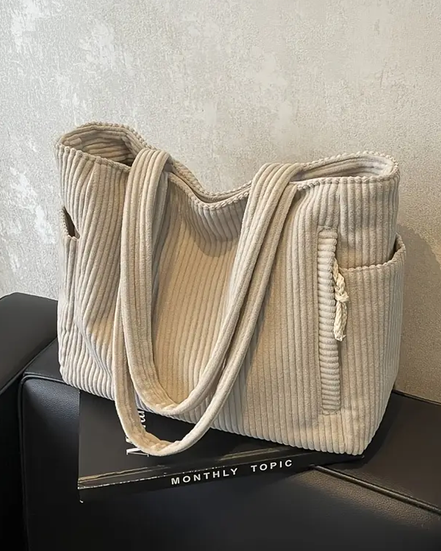 Women's Ribbed Leather Tote Bag