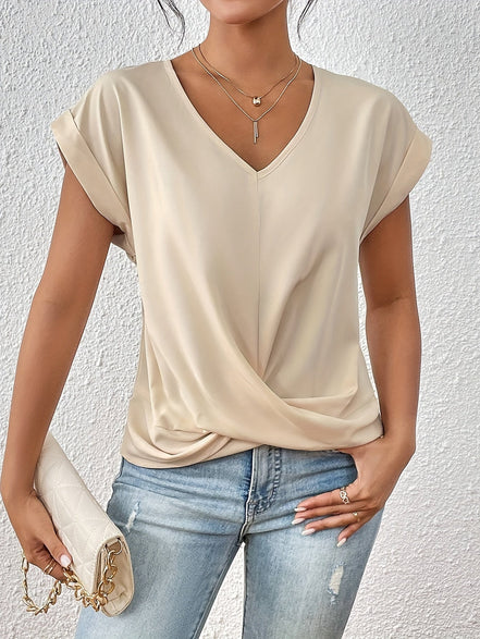 Women's Solid Jersey Twist-Front Top