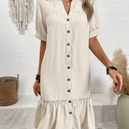 Women's Solid Cotton Midi Dress