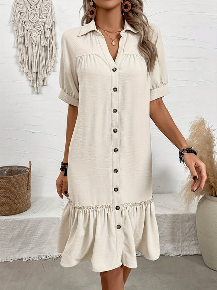 Women's Solid Cotton Midi Dress