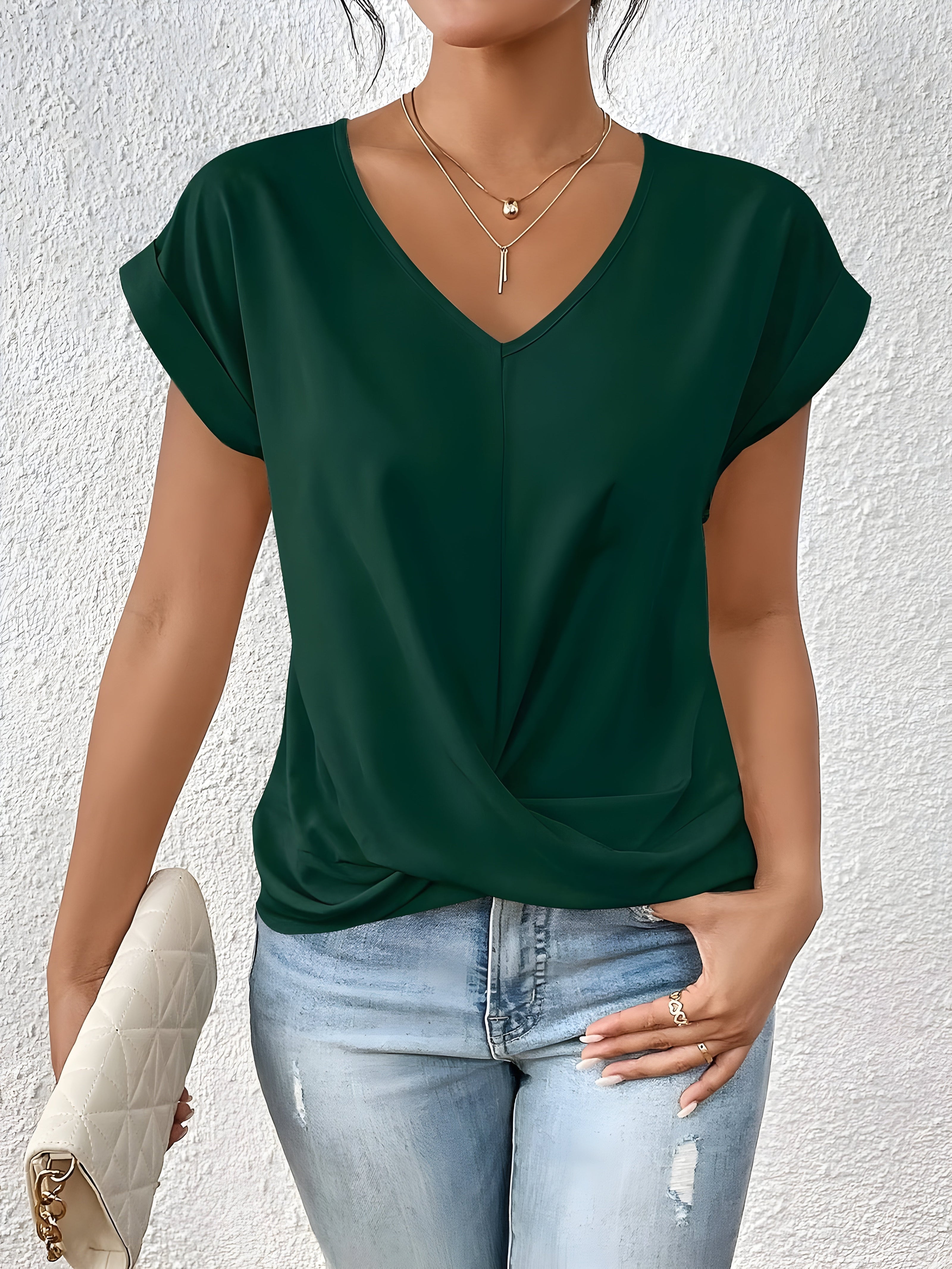 Women's Solid Jersey Twist-Front Top