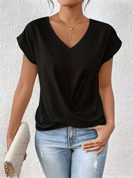 Women's Solid Jersey Twist-Front Top