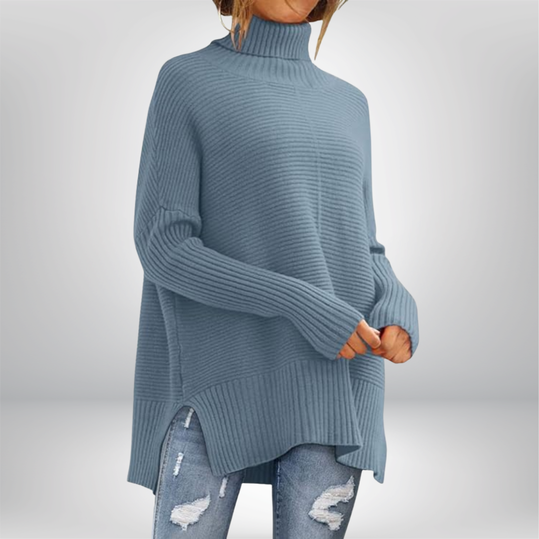 Women's Plain Knit Turtleneck Jumper