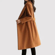 Women's Solid Wool Belted Coat