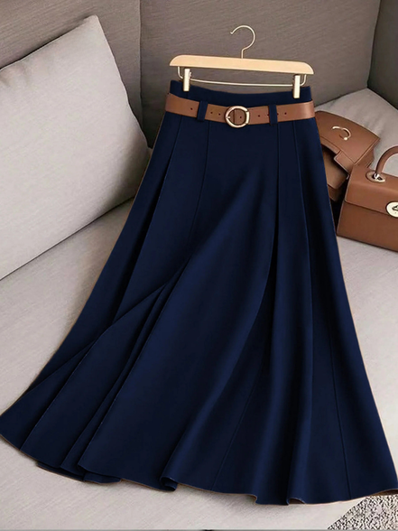 Women's Solid Cotton A-Line Skirt