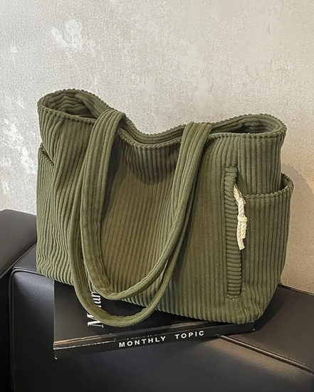 Women's Ribbed Leather Tote Bag
