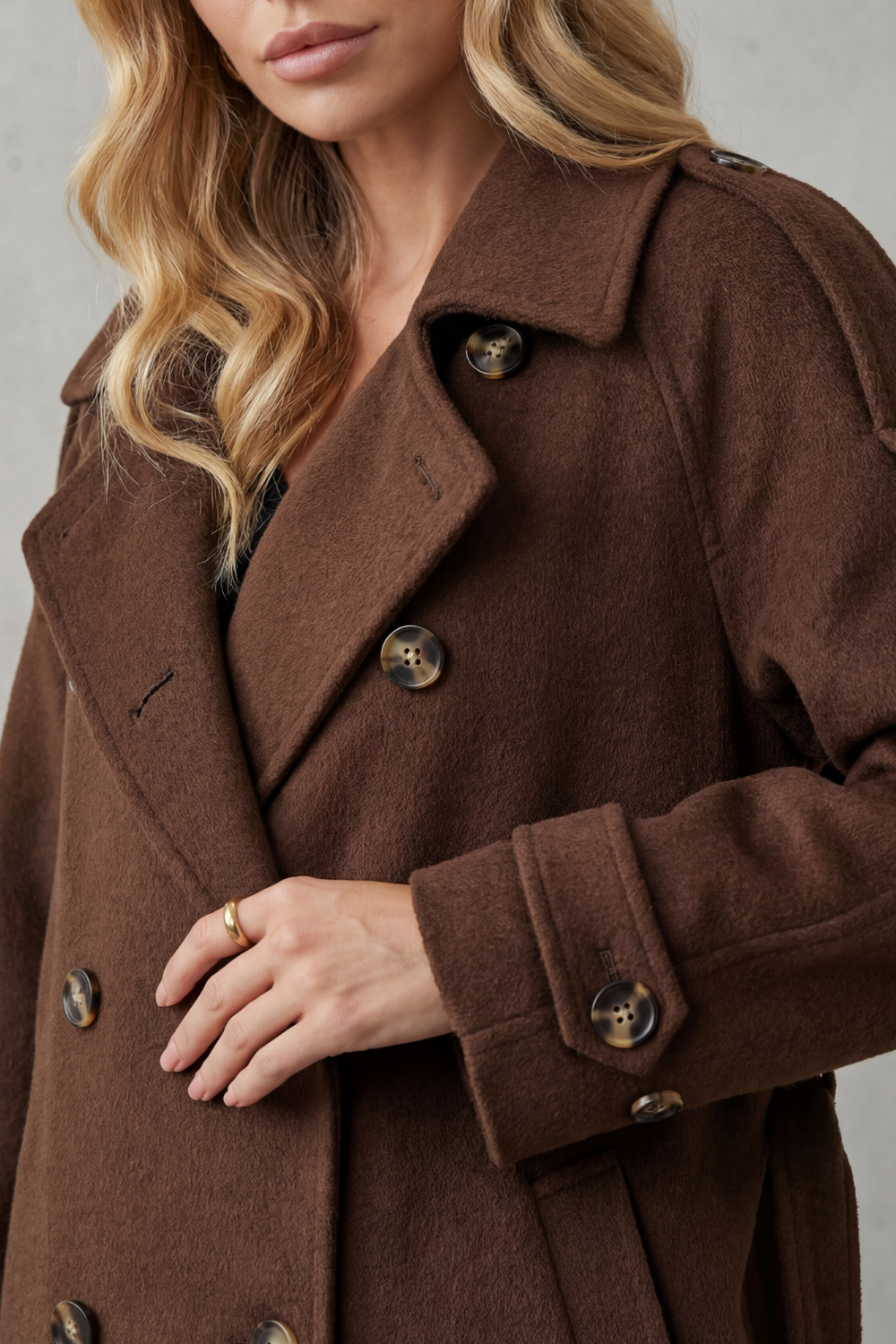 Women's Solid Wool Trench Coat
