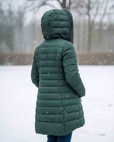 Women's Solid Fleece Puffer Coat