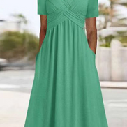Women's Solid Jersey Crossover Dress