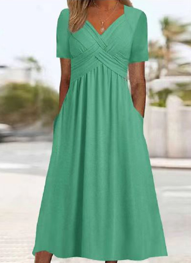 Women's Solid Jersey Crossover Dress