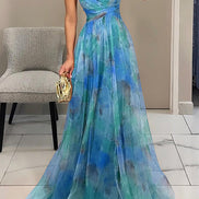 Women's Solid Chiffon Maxi Dress