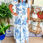 Women's Toile Cotton Maxi Dress