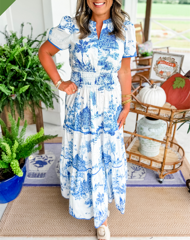Women's Toile Cotton Maxi Dress