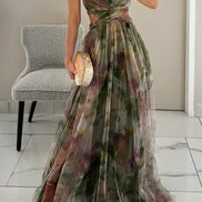 Women's Solid Chiffon Maxi Dress
