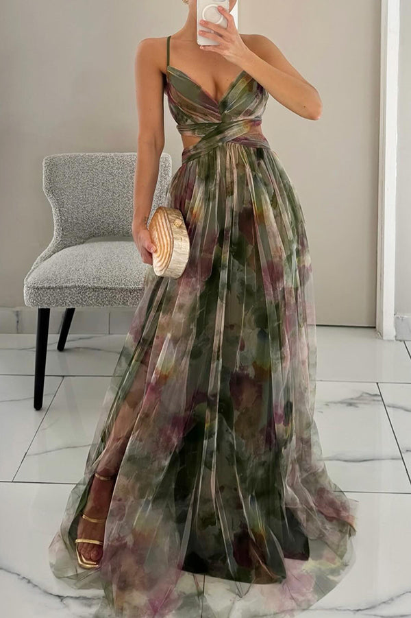 Women's Solid Chiffon Maxi Dress