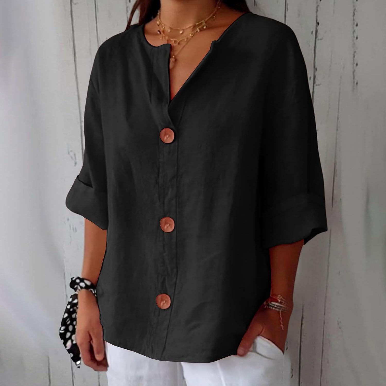 Women's Solid Cotton Blouse