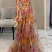 Women's Solid Chiffon Maxi Dress