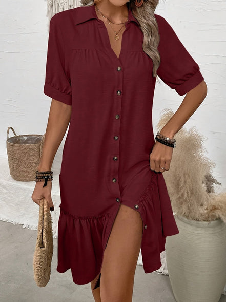 Women's Solid Cotton Midi Dress