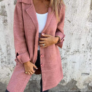 Women's Solid Wool Long Coat