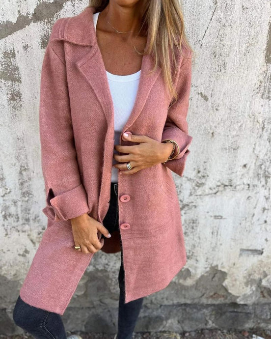 Women's Solid Wool Long Coat