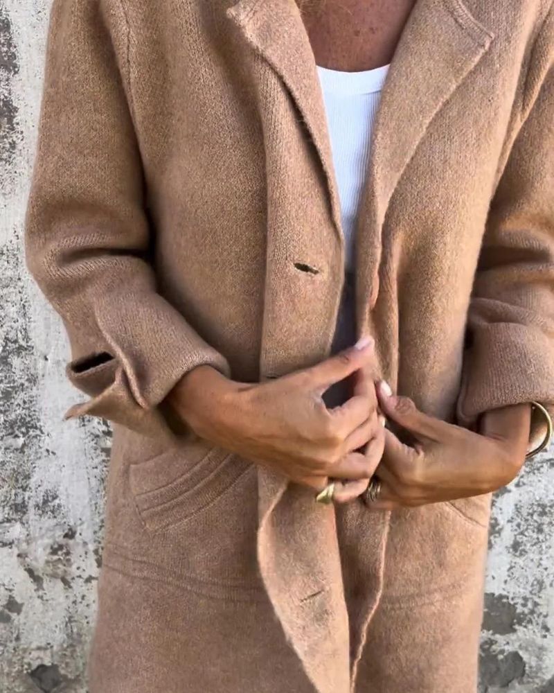 Women's Solid Wool Long Coat