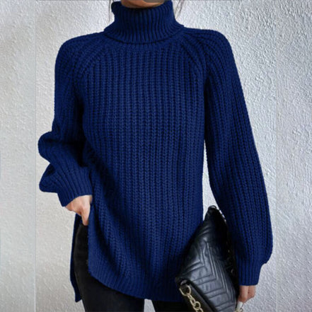 Women's Solid Knit Turtleneck Jumper