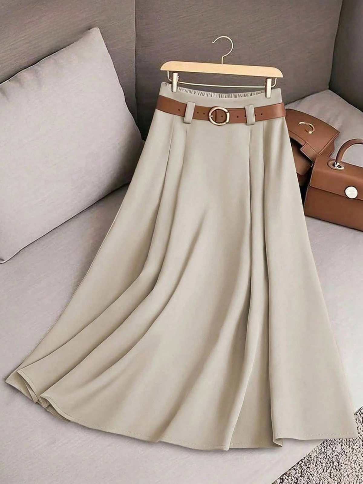 Women's Solid Cotton A-Line Skirt