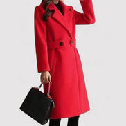 Women's Solid Wool Belted Coat