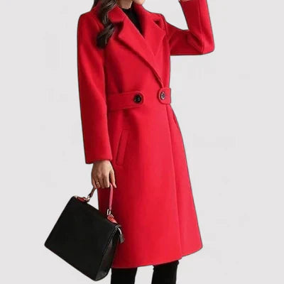 Women's Solid Wool Belted Coat