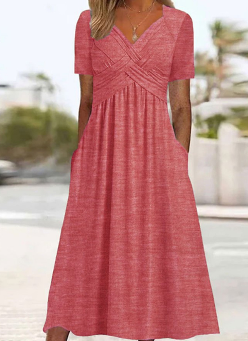Women's Solid Jersey Crossover Dress
