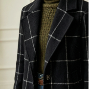 Women's Checked Wool Long Coat