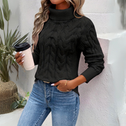 Women's Cable Knit Roll Neck Jumper