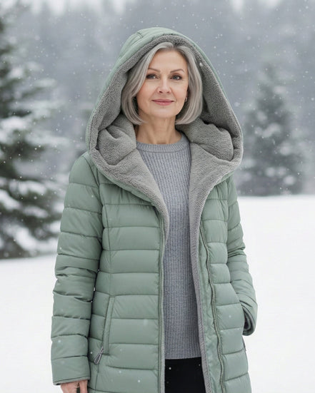 Women's Solid Fleece Puffer Coat
