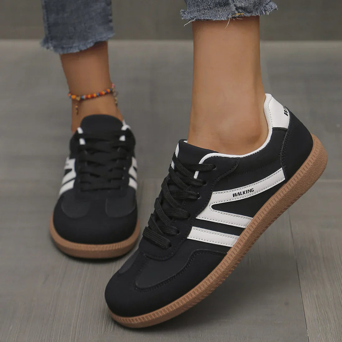 Women's Beige Fabric Sneakers