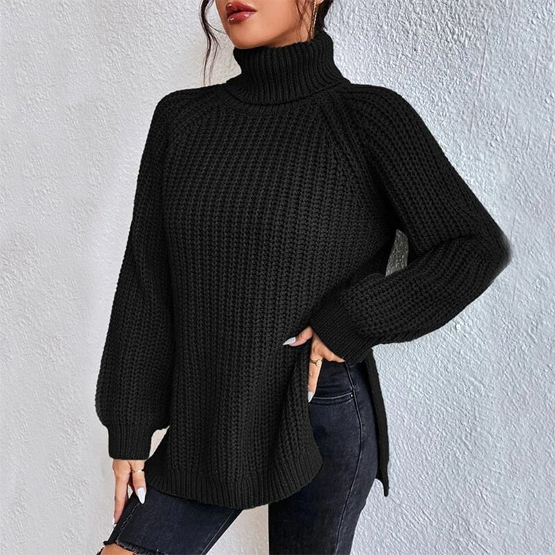 Women's Solid Knit Turtleneck Jumper