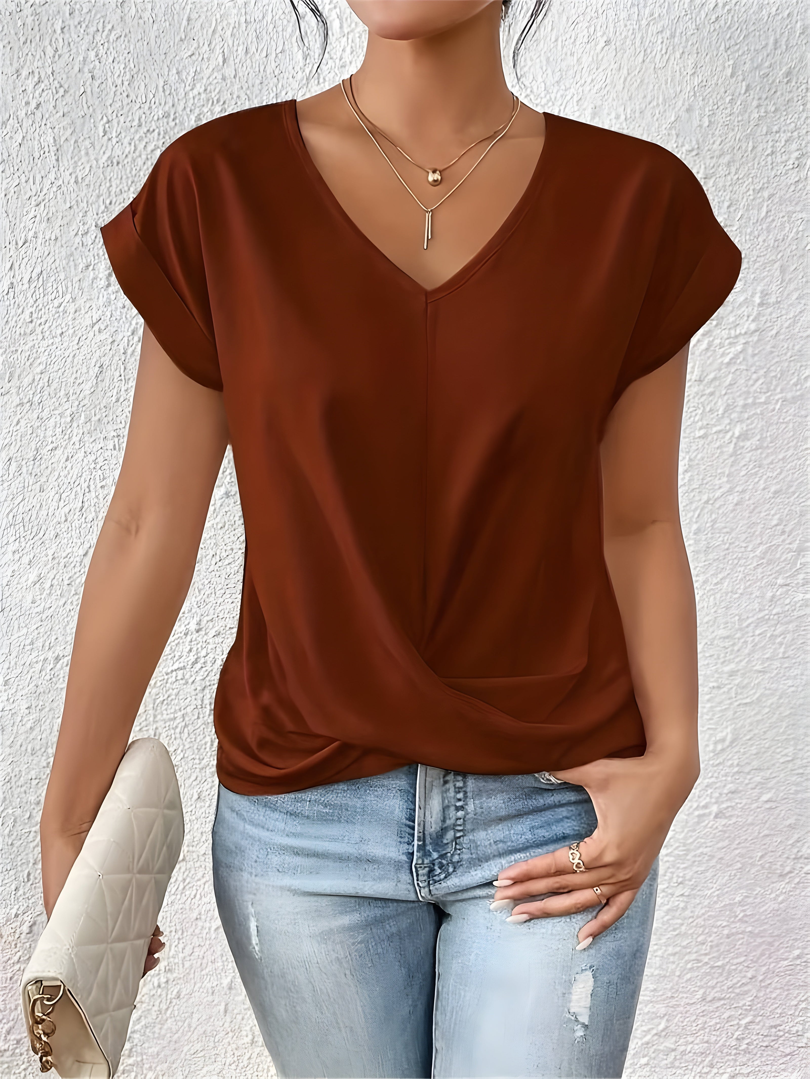Women's Solid Jersey Twist-Front Top