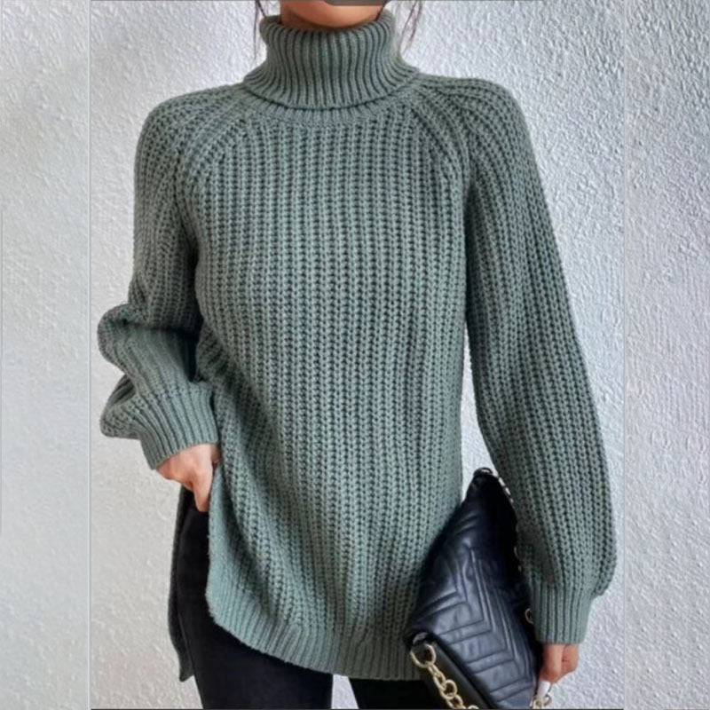 Women's Solid Knit Turtleneck Jumper