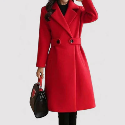 Women's Solid Wool Belted Coat